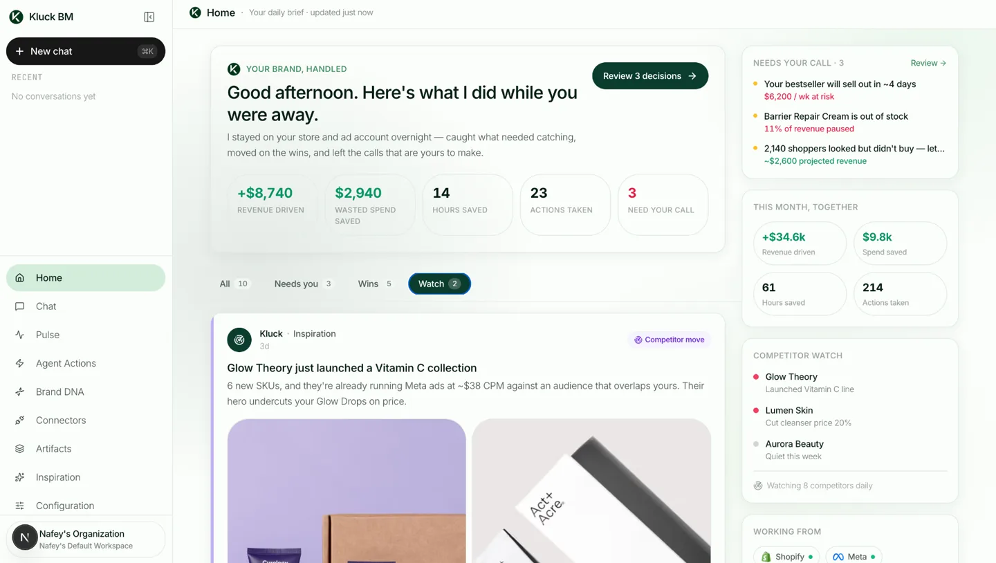 Kluck daily feed dashboard